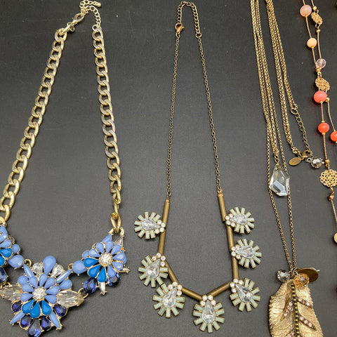 Statement Fashion Jewelry Lot of 5 Necklaces Express Floral Leaf Rhinestone