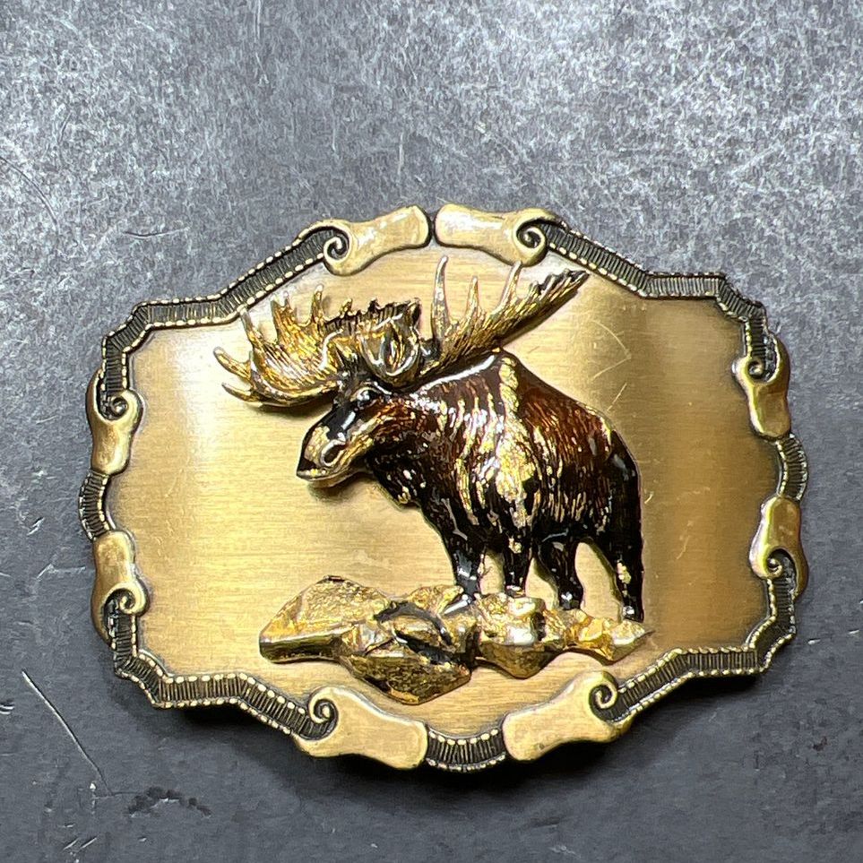 Vintage Raintree Enamel 3D MooseBelt Buckle