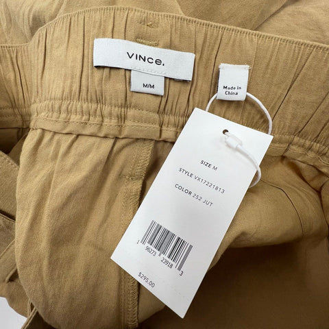 Vince Women's Lot 2 Tan Khaki Linen Blend Ankle Pants Trousers Size M & 8
