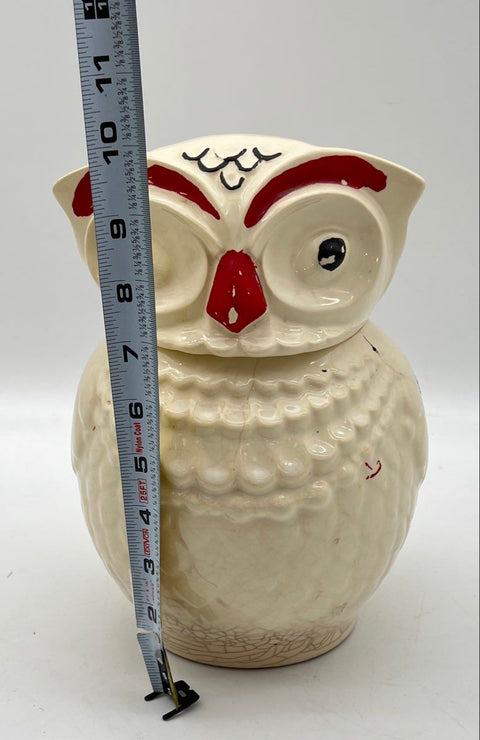 Vintage Owl Cookie Jar Hand-Painted Ceramic Kitchen Canister 10 Inch