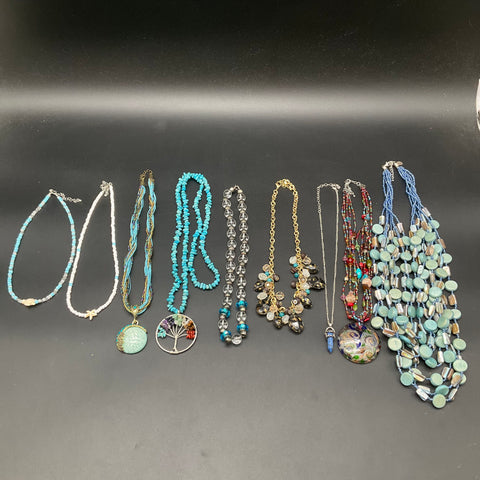 Laila Rowe Beaded Jewelry Lot 9 Necklaces Turquoise Style Tree of Life Glass