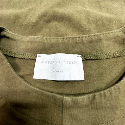 Modern Citizen Women's Midi Dress Olive Organic Cotton Sleeveless Tie Front M