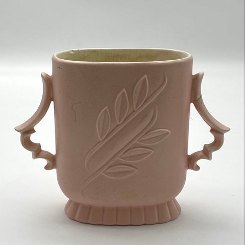 Red Wing 1174 Double Handled Vase Pink Ceramic Art Pottery Mid Century USA