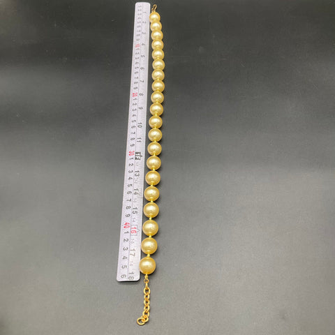 Vintage Monet Chunky Faux Pearl Necklace Champagne Gold Tone Hook Clasp 18"