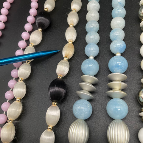 Vintage Costume Jewelry Lot 1.1 lbs Beaded Necklaces Faux Pearl Lucite 12pc
