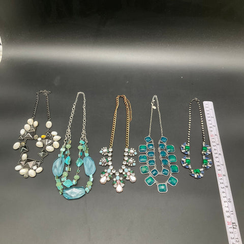 Fashion Statement Necklace Lot of 5 Rhinestone Beaded Bib Collar Necklaces