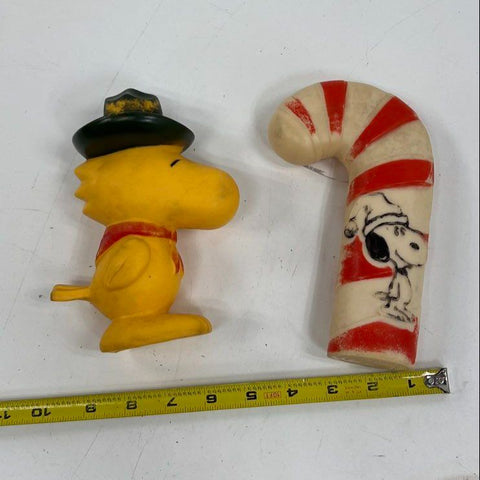 Vintage Snoopy Peanuts Toy Lot 5pc Squeaker Figure Funstraws 1970s 80s UFS