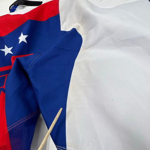 Moose Racing Men's Sahara Rebel Motocross MX Pants Red White Blue Vented Size 34