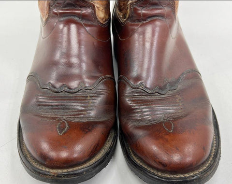 Olathe Two Tone Brown Leather Western Cowboy Boots Men's Size 10 D