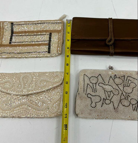 Vintage Mid Century Beaded Sequin Satin Evening Clutch Handbag Lot of 4
