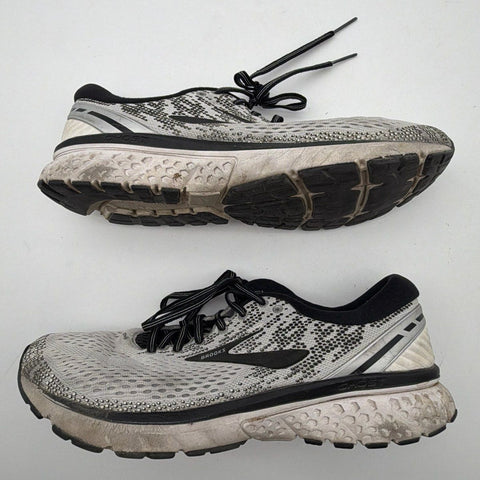 Brooks Ghost 11 Black White Grey Running Shoes Men's Size 10.5