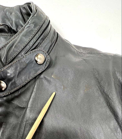 Vintage Berman's Men's Gray Leather Coat Faux Fur Lined Zip Out Lining Sz 46
