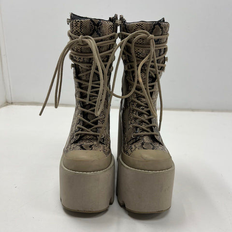 Club Exx Rattler Grip Snakeskin Platform Wedge Combat Boots Women's Size 7