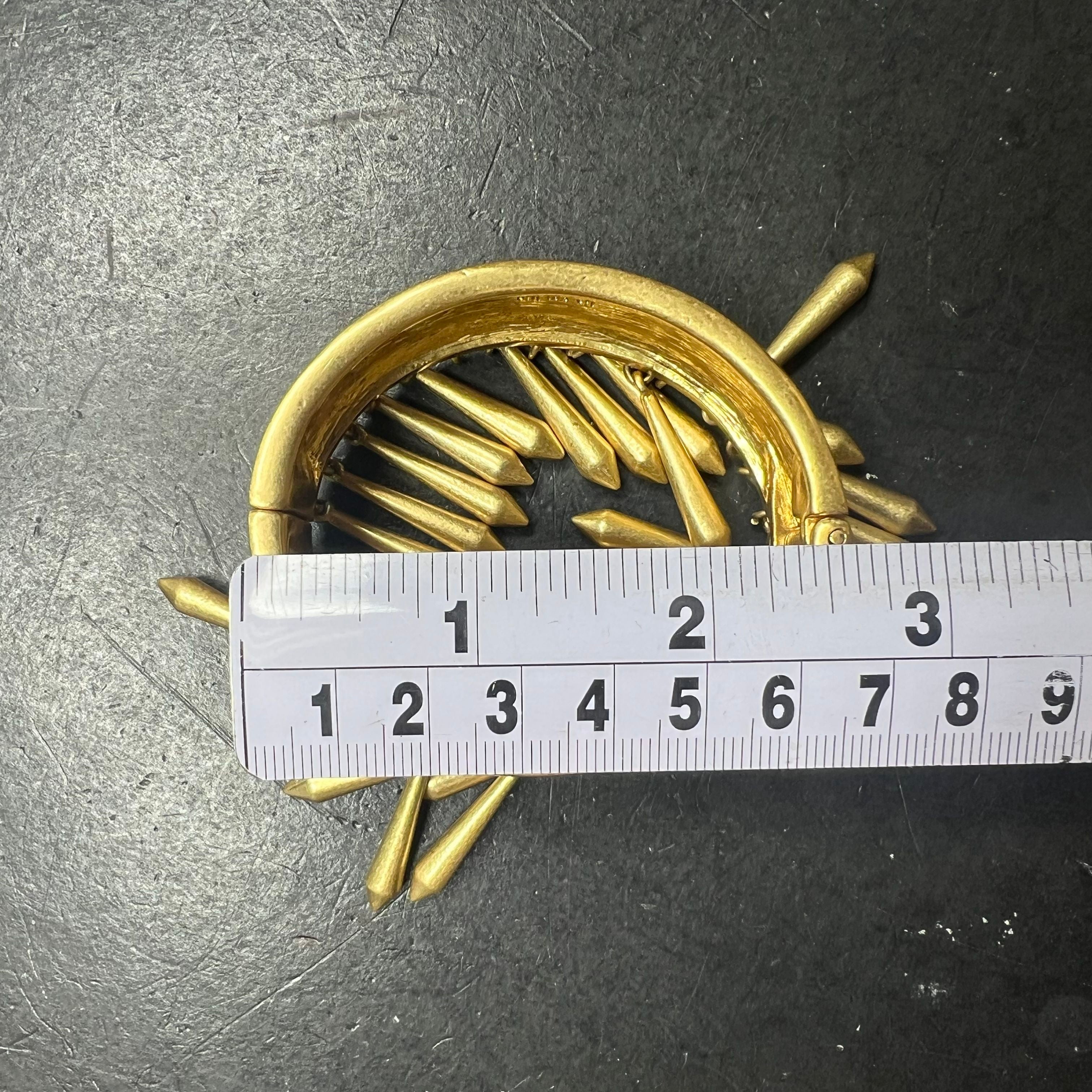 Lia Sophia Brushed Gold Tone Dangle Fringe Magnetic Closure Cuff Bracelet