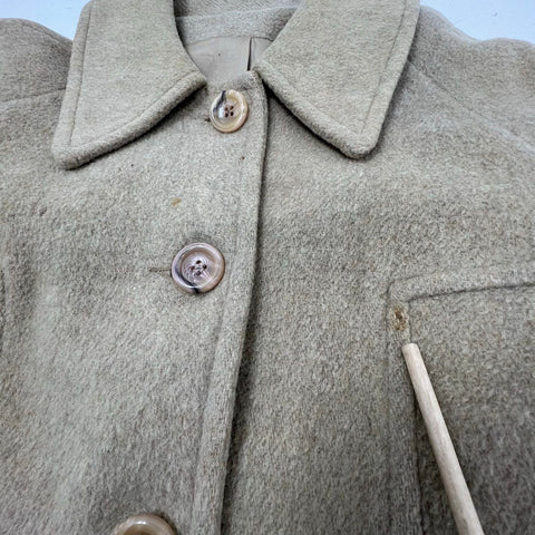 Vintage 70s Wool Blend Tan Car Coat Fully Lined Jacket Sz M