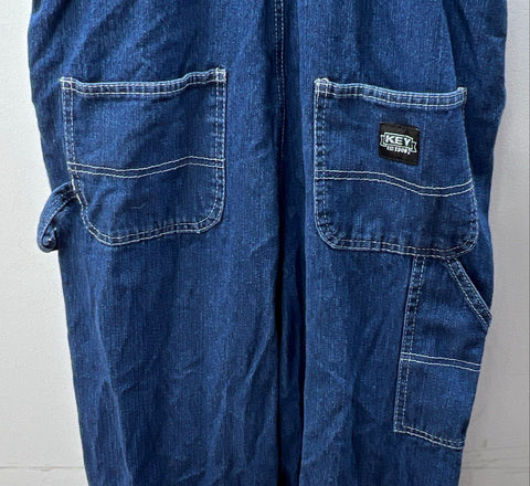 Key Apparel Denim Carpenter Workwear Overalls Dark Wash Hammer Loop Sz 18
