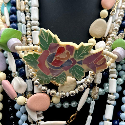 Vintage to Modern Beaded Necklace Lot 12 Pcs Floral Rose Faux Pearl Costume