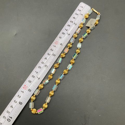 Vintage Deauville Gold Tone Austrian Crystal Necklace Earring Jewelry Set 18"