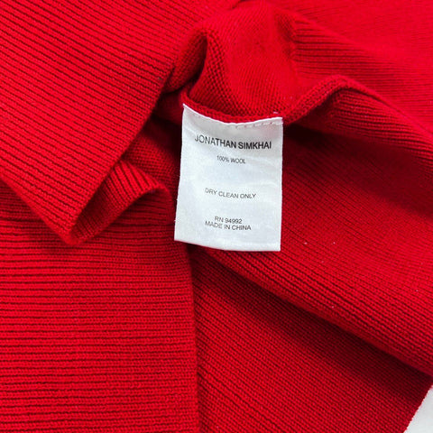 Jonathan Simkhai Women's Red 100% Wool Silver Ring Grommet Sweater Sz S