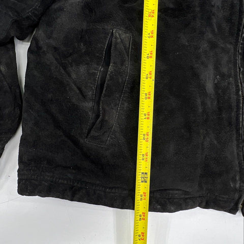 Knight Bridge Men's Vintage Y2K Suede Leather Bomber Jacket Black Quilted Sz M