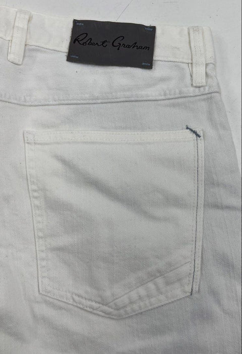 Robert Graham Men's NWT Palin Tailored Kipling White Denim Jeans Size 35