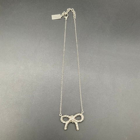 My Flat In London Jan Haedrich Silver Tone Rope Bow Pendant Necklace 18"