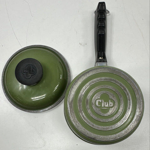 Vintage Club Cast Aluminum Cookware Set Avocado Green 6 Piece 4 Pans 2 Lids