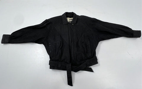 Vintage 80s Adventure Bound Thinsulate Leather Bomber Jacket Belted Sz M