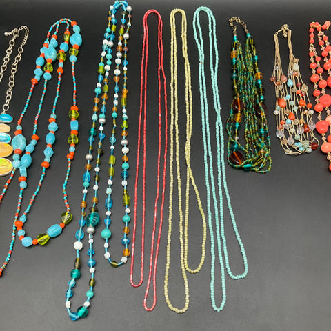 Vintage to Modern Costume Jewelry Necklace Lot 10 Pcs Beaded Statement Fashion