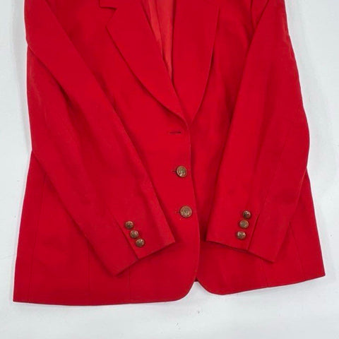 Vintage 80s Pendleton Red 100% Wool Blazer Jacket Made in USA Sz 18