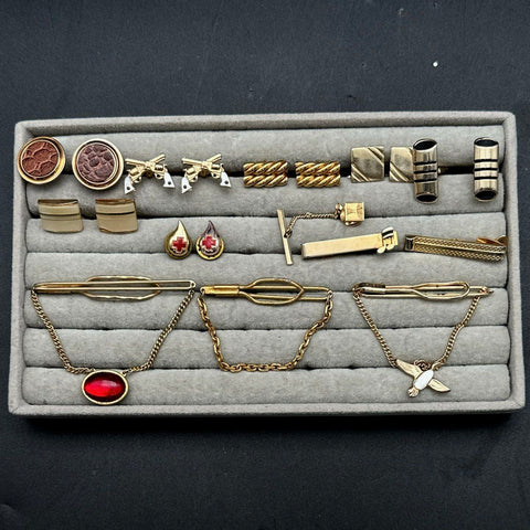 Vintage Swank Hickok Mens Jewelry Lot 14 Cufflinks Tie Clips Revolver Duck