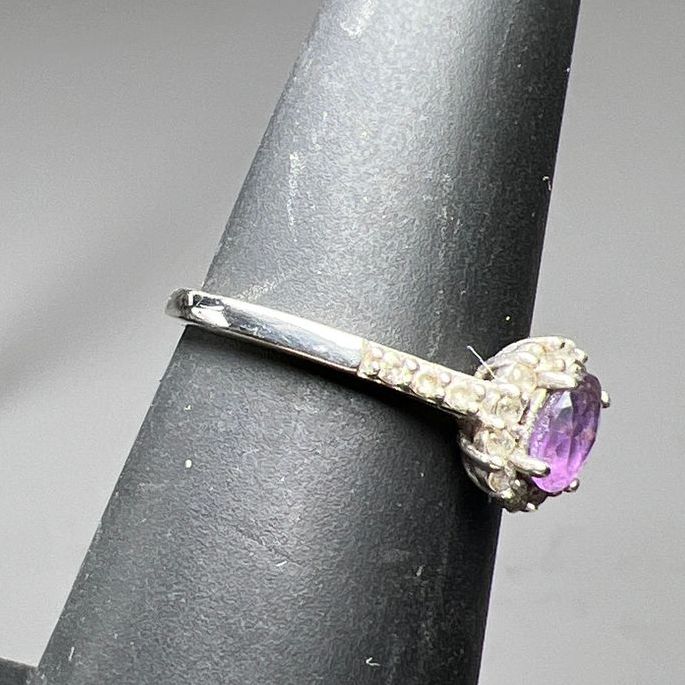 RJ 925 Sterling Silver Amethyst and Topaz Ring Size 5