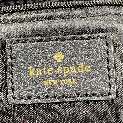 Kate Spade Black Textured Patent Leather Satchel Tote Bag Gold Hardware