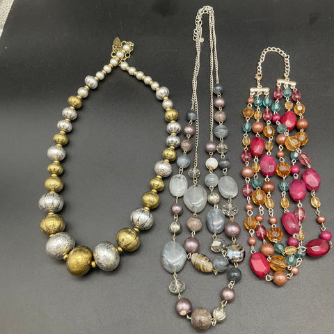 Fashion Costume Jewelry Necklace Lot of 8 Beaded Statement Multi-strand Styles