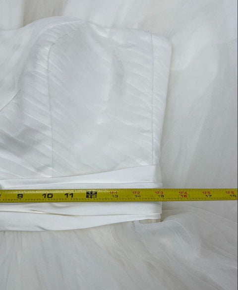 Oleg Cassini CWG322 Ivory Strapless Tea-Length Beaded Tulle Wedding Dress Sze 12