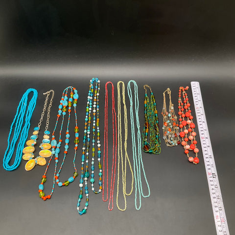 Vintage to Modern Costume Jewelry Necklace Lot 10 Pcs Beaded Statement Fashion