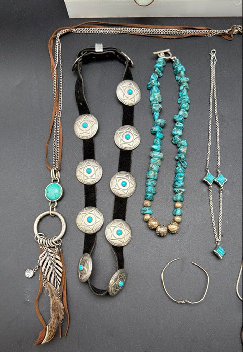 Southwestern Turquoise Tone Costume Jewelry Lot Necklaces Bracelets Earrings