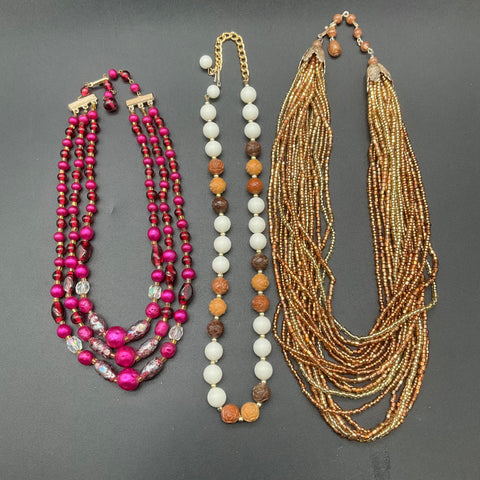 Vintage Costume Jewelry Necklace Lot Beaded Faux Pearl W. Germany Japan