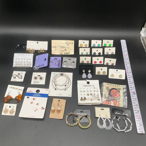 Claire's Forever 21 Time & Tru Earrings Jewelry Lot 30 Pairs Studs Hoops Drops