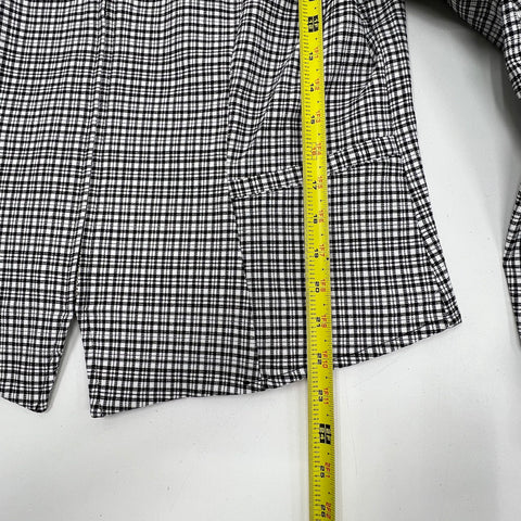 WHBM NWT Black White Mini Plaid Band Collar Jacket Women's Size 14