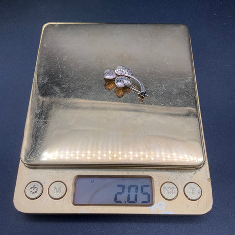 Vintage HS Denmark Sterling Silver 925 Clover Flower Pin Brooch 2.05g