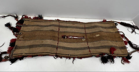 Vintage Middle Eastern Hand Woven Wool Tribal Camel Saddle Bag Tassels