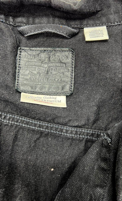 Levi's Women's Black Iridescent Button Denim Trucker Jacket Premium Sz L