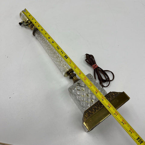 Vintage Italian Lead Crystal Brass Table Lamp Base Hollywood Regency Style