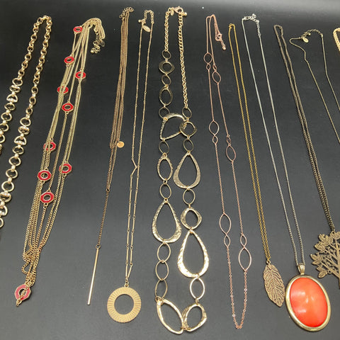 Fashion Jewelry Lot of 12 Necklaces Tassel Pendant Statement Gold Silver Tone