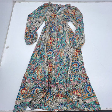 Coco + Carmen Lotus Maxi Dress Bohemian Paisley Long Sleeve NWT Sz XS