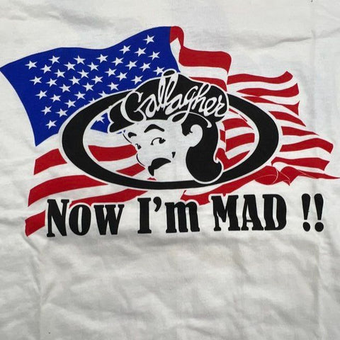 Vintage 90s Gallagher Signed Autographed Now I'm Mad T-Shirt Hanes USA Sz L