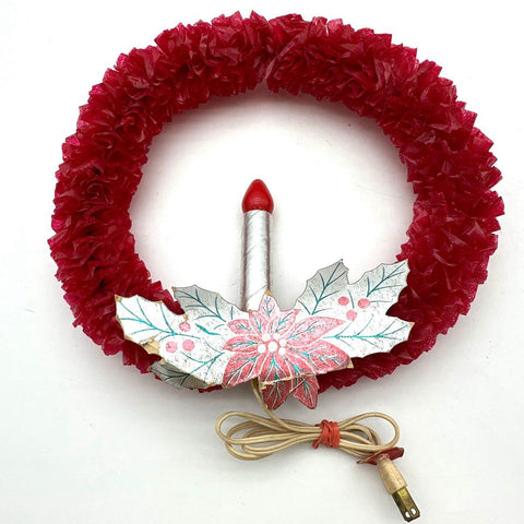 Vintage Christmas Light Up Wreath Lot 2 Electric Red Mid Century Tested