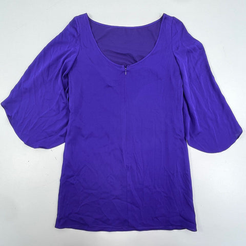 Milly Women's Royal Purple Flared Bell Sleeve Shift Mini Dress Made in USA Sz 4