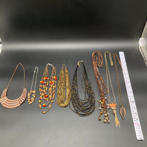 Boho Beaded Vintage to Modern Bib Tassel Necklaces Jewelry Lot of 8